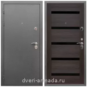 Красивые входные двери, Дверь входная Армада Оптима Антик серебро / МДФ 16 мм СБ-14 Эковенге стекло черное
