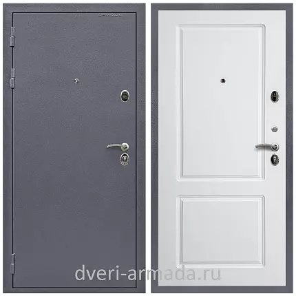 Дверь входная Армада Престиж Антик серебро / МДФ 16 мм ФЛ-117 Белый матовый
