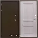 Дверь входная в деревянный дом Армада Термо Молоток коричневый/ МДФ 16 мм ФЛ-243 Дуб белёный с панелями МДФ