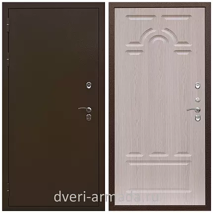 Дверь входная стальная уличная в частный дом Армада Термо Молоток коричневый/ МДФ 16 мм ФЛ-58 Дуб белёный